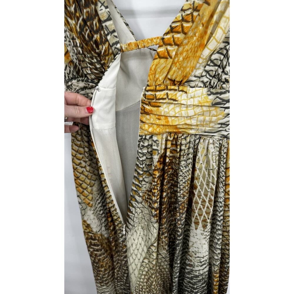 Anne Klein Collection All Silk Printed Maxi Dress Size 2 Retail $695 Raw Hem - Picture 3 of 16